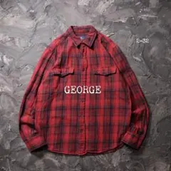 GEORGE ネルシャツ チェック　コットン　レッド