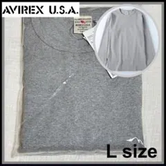 【未開封タグ付】AVIREX USA グレーTシャツ メンズLサイズ　長袖ロンTのサムネイル