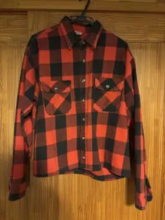 90s FIVE BROTHER赤黒ブロックチェックネルシャツボックスシルエット