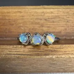 高品質❗️天然オパール 天然石リング　パワーストーン　フリーサイズ