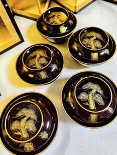 菓子椀　松蒔絵　お椀　骨董　茶道具　G47