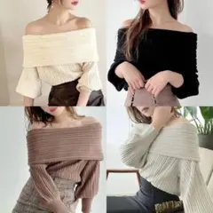 RESEXXY リブ編み オフショルダーセーター