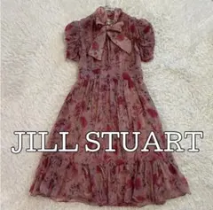 極美品⭐︎JILL STUART 花柄パワショルワンピース 表裏生地シルク100%