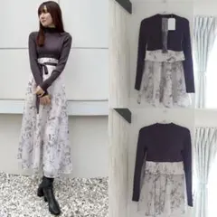 フラワードッキングロングスリーブワンピース マーキュリーデュオ 花柄ワンピ