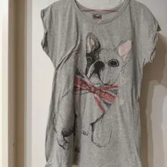フレンチブルドッグ プリント 半袖Tシャツ グレーのサムネイル