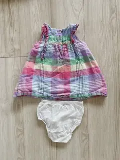 baby GAP ベビー ワンピース 6-12ヶ月 マルチカラー チェック柄