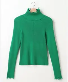 【WEB限定商品】INGNI ダメージハイネックリブニット グリーン