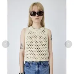 MOUSSY ベージュ コットンニットベスト FREEサイズ