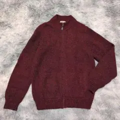 ​00s✨L.L.Bean✨ラムズウール フルジップ ニット ジャケット M 赤のサムネイル