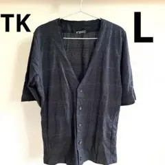 TK ダークグレー メンズ半袖カーディガンL大きめ春夏のサムネイル