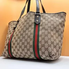 グッチ GGキャンバス シェリーライン トートバッグ A4 ハンドバッグ