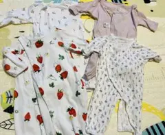 プティマインハッカキッズ 4点セット 50-70 カバーオール ロンパース