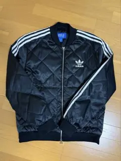 adidas キルティングジャケット L ブラック トレフォイル