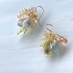 イロハにほへと様専用◇一点物✧マルチカラースピネルピアス✧14kgf