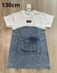 X-girl Stages) ケミカルデニム切替半袖ワンピース