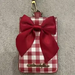 【美品】メゾンドフルール パスケース 定期入れ ギンガムチェック レッド 赤