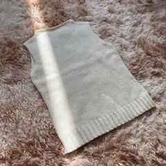 ウール100％❤️ 無印良品 (M) ニットベスト 薄手 アイボリー 無地