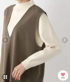 GLOBAL WORK 深Vネックベスト （ダークブラウン）