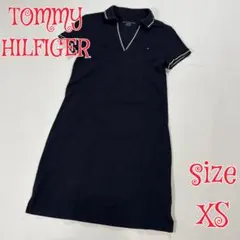 TOMMY HILFIGER Vネックポロワンピース XS ネイビー