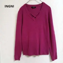 INGNI イング『M』Vネック リブ デザインニット ローズピンク