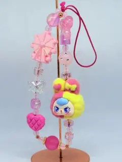 Baby three ベイビースリー　ストラップ　うさぎ　ビーズ　ピンク　リボン