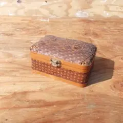 竹製小物入れ バスケット ブラウン　レトロ　古道具　籐