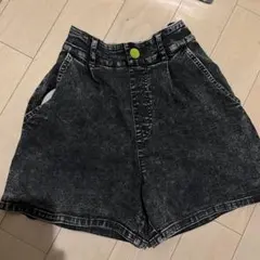 ピンクラテ　ブラックデニム　ショートパンツ　M/150