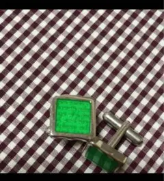 カフスボタン シルバー グリーン 緑 ペア 即買いOK