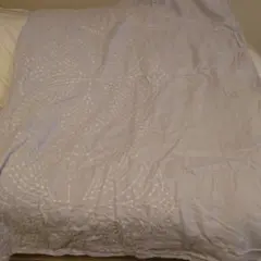 リネン刺繍　ダブルクロスケット(シングルサイズ) ライラック