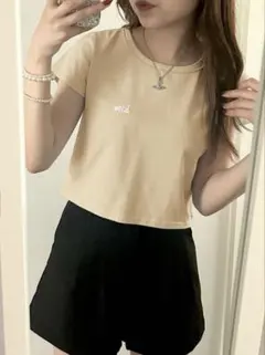 【新品未使用】GRL ロゴ刺繍ショート丈Tシャツ[sm178]