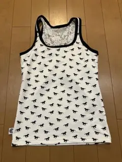 ホワイト 馬プリント タンクトップ
