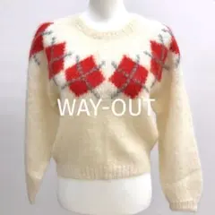 miki様 WAY-OUT アーガイル 長袖 セーター ベージュ 赤　日本