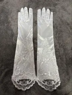 ウェディンググローブ ホワイト サテン レース