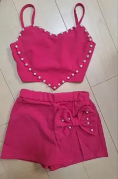 ハート　パール　ミニファン　ミニー　ピンク キャミソール　キュロット　セット