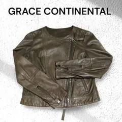 GRACE CONTINENTAL ラムレザー ライダース 36 オリーブ 本革のサムネイル