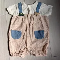 可愛いチェック柄ロンパース