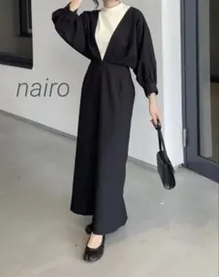 nairo ブラック ロングワンピース バルーンスリーブ 新品 タグ付き M