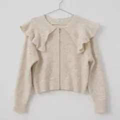 【 LOWRYSFARM 】フリル BIGカラー ニット カーディガン