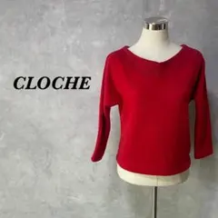 【美品】クロシェ トレーナー ラグランスリーブ 裏起毛 レッド M 1915