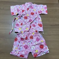 ピンク 花火と果物柄 甚平 95cm未満