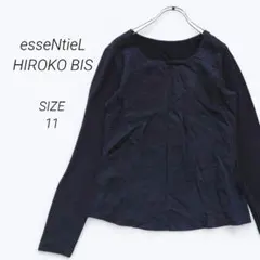 a2274▶エッセンシャルヒロコビス　長袖カットソー【11】ブラック　異素材　秋