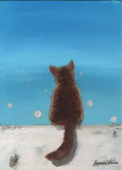 色鉛筆画A4 猫と見つめる青い海 色鉛筆画A4 猫と見つめる青い海 - メルカリ