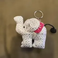 象 キーホルダー ぬいぐるみ シルバー ピンク