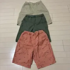 ユニクロ　キッズハーフパンツ 3枚セット ベージュ オリーブ ピンク