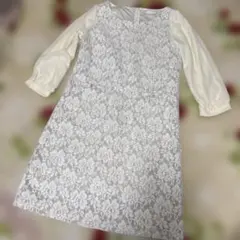 お値下げ♥︎︎PATTERN♥︎︎花柄　綺麗めホワイト　七分袖ワンピース　ポケット付き