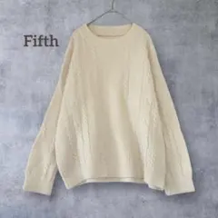 【フィフス】厚手 ケーブルニット セーター 長袖 大きいサイズ 白 大人 XL