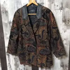 80's ハンドメイド テーラードジャケット レザー ネップ ユーロ