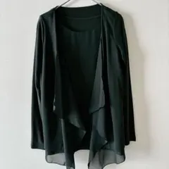 麻布プロバドール長袖 カーディガンとノースリーブのアンサンブル グリーン系 Ｓ