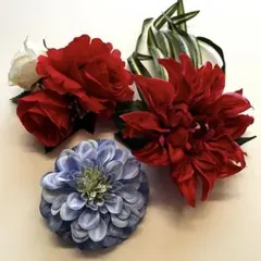フラダンス　髪飾り　ヘアクリップ　3点セット