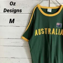 AUSTRALIA オーストラリア　刺繍 リンガーTシャツ グリーン M